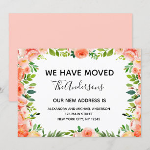 Peach Coral Floral bewegende aankondiging
