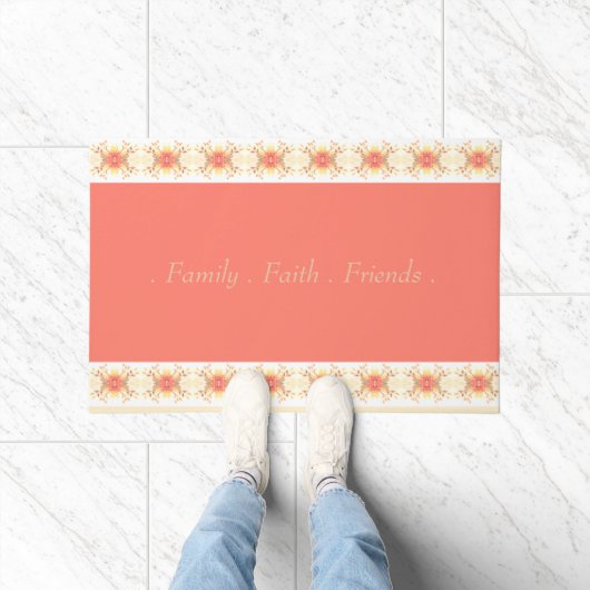 Peach Coral Floral Deurmat (Binnen)