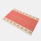 Peach Coral Floral Deurmat (Schuin)
