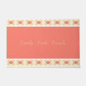 Peach Coral Floral Deurmat (Voorkant)