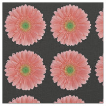 Peach Coral Gerbera Daisy Fabric