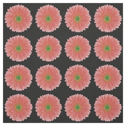 Peach Coral Gerbera Daisy Fabric Stof (Swatch)