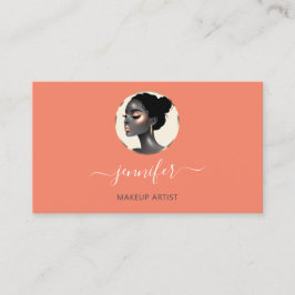 Peach Coral Gold Make-up Artiest Logo Lashes QR CO Visitekaartje