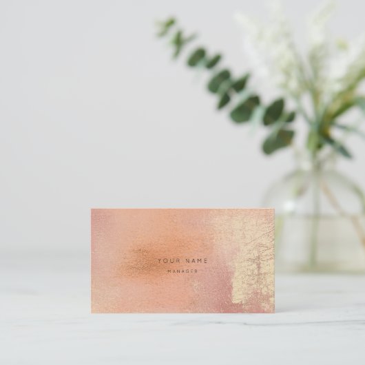 Peach Coral Gold Metalli Abstract Appointcard Afsprakenkaartje (Staand voorkant)