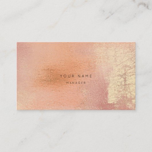 Peach Coral Gold Metalli Abstract Appointcard Afsprakenkaartje (Voorkant)