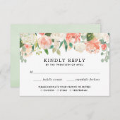Peach coral greenery zomerlente RSVP Informatiekaartje (Voorkant / Achterkant)