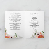 Peach Coral Oranje Flowers Uitvaartprogramma Programma (Binnen)