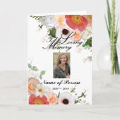 Peach Coral Oranje Flowers Uitvaartprogramma Programma (Voorkant)