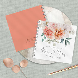 Peach Coral Peonies wenst de nieuwe heer Mrs Guest Notitieboek