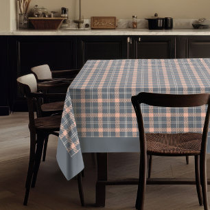 Peach Coral Plaid Katoen Tafelkleed voor Dining