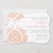 Peach Coral Roos Gold Damask Weddenschap Kaart (Voorkant)