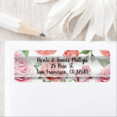 Peach coral roze roses Greenery Leaves Elegant Etiket (Insitu)