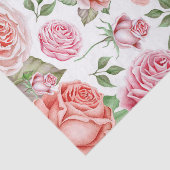 Peach coral roze roses Greenery Leaves Shabby Chic Tissuepapier (Detail)