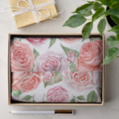 Peach coral roze roses Greenery Leaves Shabby Chic Tissuepapier (Geschenk)