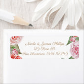 Peach Coral roze Roses Greenery Leaves Wedding Etiket (Insitu)