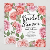 Peach Coral roze Roses Greenery Vrijgezellenfeest Kaart (Voorkant / Achterkant)