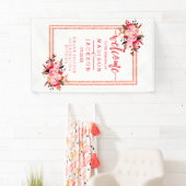 Peach & Coral Waterverf Bloemen Huwelijk Welkom Spandoek (Insitu)
