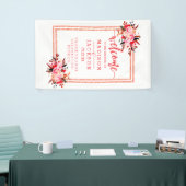 Peach & Coral Waterverf Bloemen Huwelijk Welkom Spandoek (Beurs)