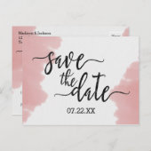 Peach Coral Waterverf Bruiloft Save the Date Aankondigingskaart (Voorkant / Achterkant)
