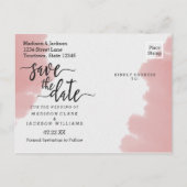 Peach Coral Waterverf Bruiloft Save the Date Aankondigingskaart (Achterkant)
