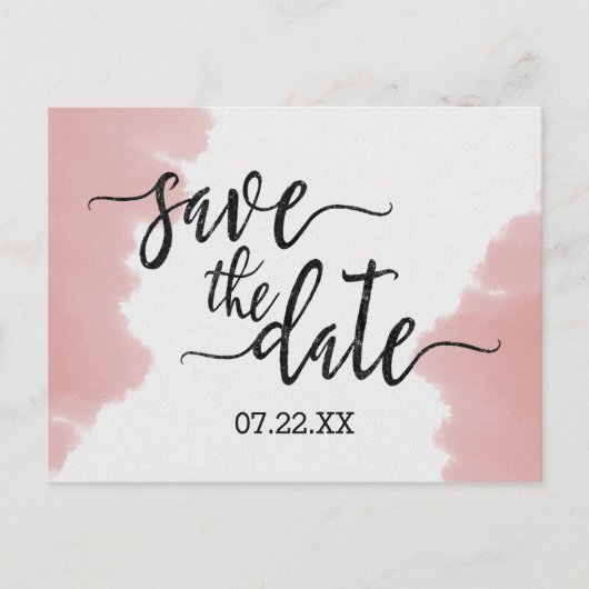Peach Coral Waterverf Bruiloft Save the Date Aankondigingskaart (Voorkant)