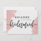 Peach Coral Waterverf zal je mijn bruidsmeisje zij Kaart (Voorkant)
