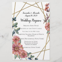 Peach Coral Zinnia Waterverf Flower Wedding