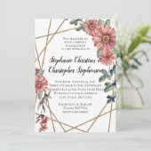 Peach Coral Zinnia Waterverf Flower Wedding Kaart (Staand voorkant)