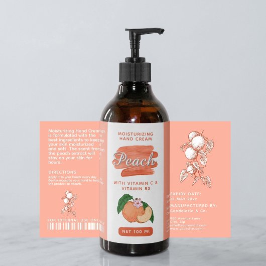 Peach Cosmetic Skincare Bottle Label