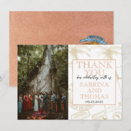 Peach Costa Rica trouwfoto dank u Bedankkaart