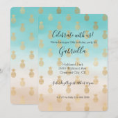 Peach Cream Aqua Ombre Gouden Ananas Kaart (Voorkant / Achterkant)