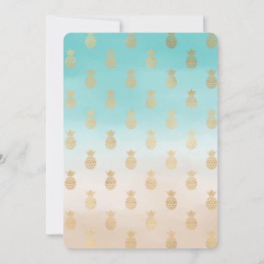 Peach Cream Aqua Ombre Gouden Ananas Kaart (Achterkant)