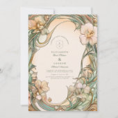 Peach Cream Bloom bruiloft Kaart (Voorkant)