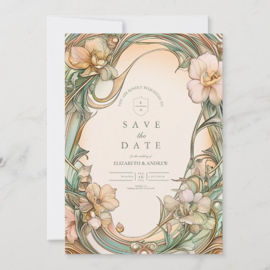 Peach Cream Bloom bruiloft Save The Date (Voorkant)
