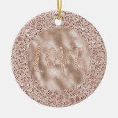 Peach Cream Blush Leopard Print Glitter Love Keramisch Ornament (Voorkant)