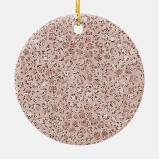 Peach Cream Blush Leopard Print Glitter Love Keramisch Ornament (Achterkant)