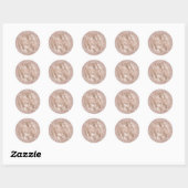 Peach Cream Blush Leopard Print Glitter Love Ronde Sticker (Vel)