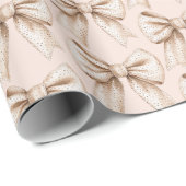Peach Cream Bow Verjaardag Cadeaupapier (Rol Hoek)