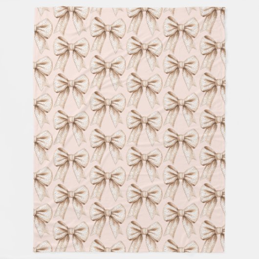 Peach Cream Bow Verjaardag Fleece Deken (Voorkant)