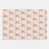 Peach Cream Bow Verjaardag Inpakpapier Vel (Voorkant)