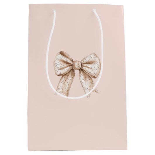 Peach Cream Bow Verjaardag Medium Cadeauzakje (Voorkant)