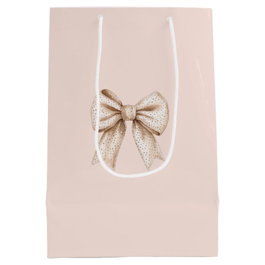 Peach Cream Bow Verjaardag Medium Cadeauzakje (Achterkant)