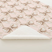 Peach Cream Bow Verjaardag Sherpa Deken (3/4)