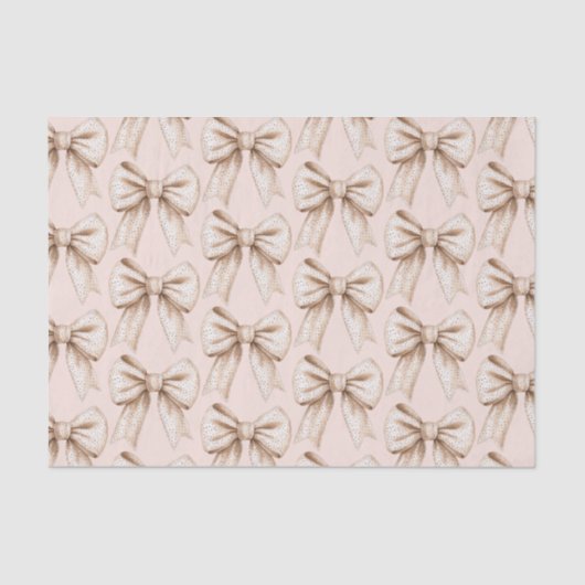 Peach Cream Bow Verjaardag Tissuepapier (Voorkant)