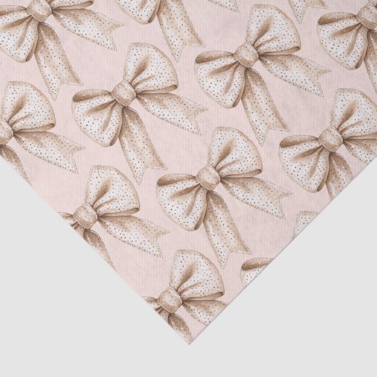 Peach Cream Bow Verjaardag Tissuepapier (Detail)