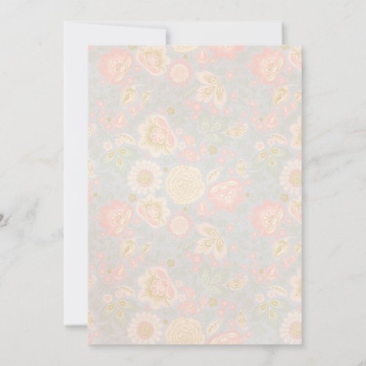 Peach Cream en Blush Spring Gold Script Wedding Kaart (Achterkant)