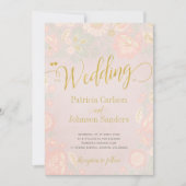 Peach Cream en Blush Spring Gold Script Wedding Kaart (Voorkant)