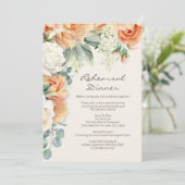 Peach Cream Floral Eucalyptus repetitie diner Kaart (Staand voorkant)