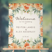 Peach Cream Floral Eucalyptus Wedding Welkom Acryl Bord (Neutraal)