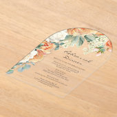 Peach Cream Floral Greenery Arch repetitie diner Acryl Uitnodigingen (Laagn)